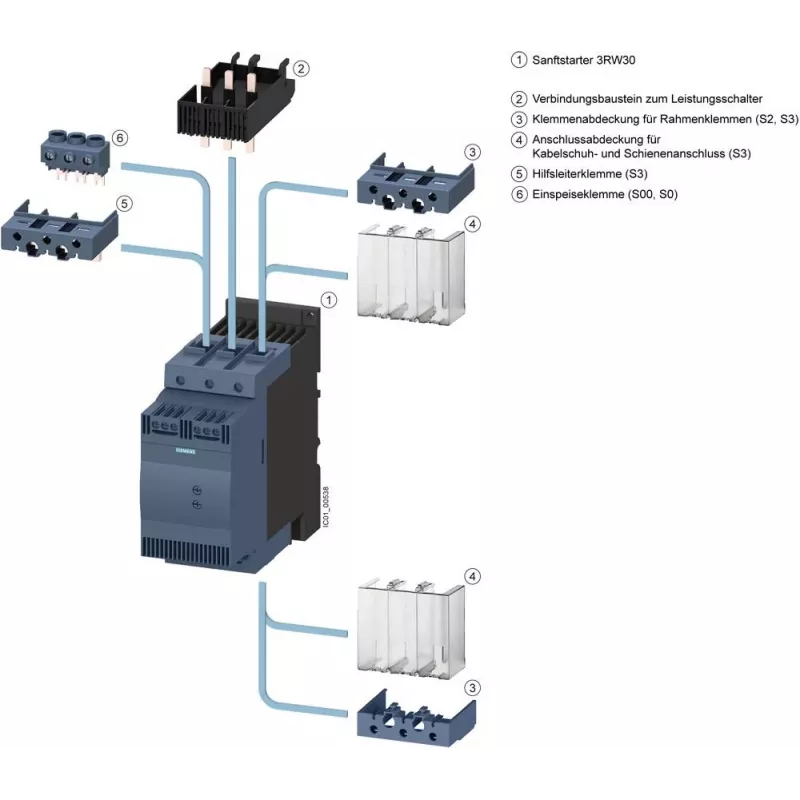 SIEMENS SIRIUS 3RW30361BB04 softstarter, 400V, 32A, 15kW, 24V AC/DC sturing