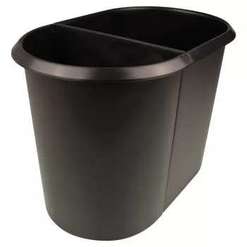 HELIT the double prullenbak, ovaal, 20 L, zwart, PE, zonder deksel, deel 1 (H6103795)
