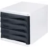 HELIT H6129498 ladebox, 5 laden, lichtgrijs/zwart, polystyreen/ABS, stapelbaar