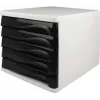 HELIT H6129498 ladebox, 5 laden, lichtgrijs/zwart, polystyreen/ABS, stapelbaar