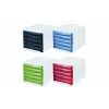 HELIT H6129498 ladebox, 5 laden, lichtgrijs/zwart, polystyreen/ABS, stapelbaar