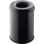 Helit H2515495 stalen afvalemmer met vlamdover, 15 liter, zwart, rond