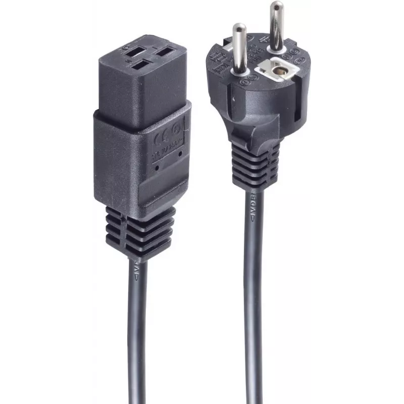 SHIVERPEAKS Basic stroomkabel Schuko naar IEC C19, 3 m, 16 A, zwart BS60015-S