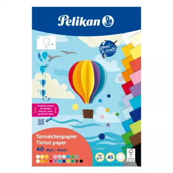 Pelikan kleurig tonkartonblok DIN A5, 40 bladen, 120 g/m², 21 kleuren, bovenaan gelijmd 300002259