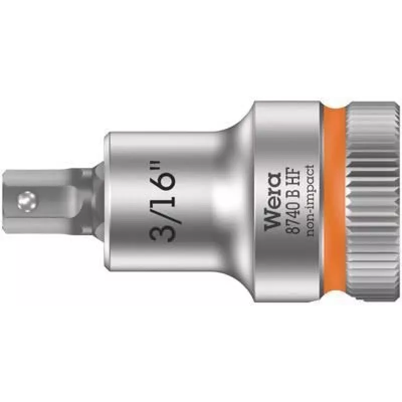 Wera 8740 B HF Zyklop 3/8 inch aandrijving Hex-Plus bit-dop, 3/16 inch met vasthoudfunctie 05003085001