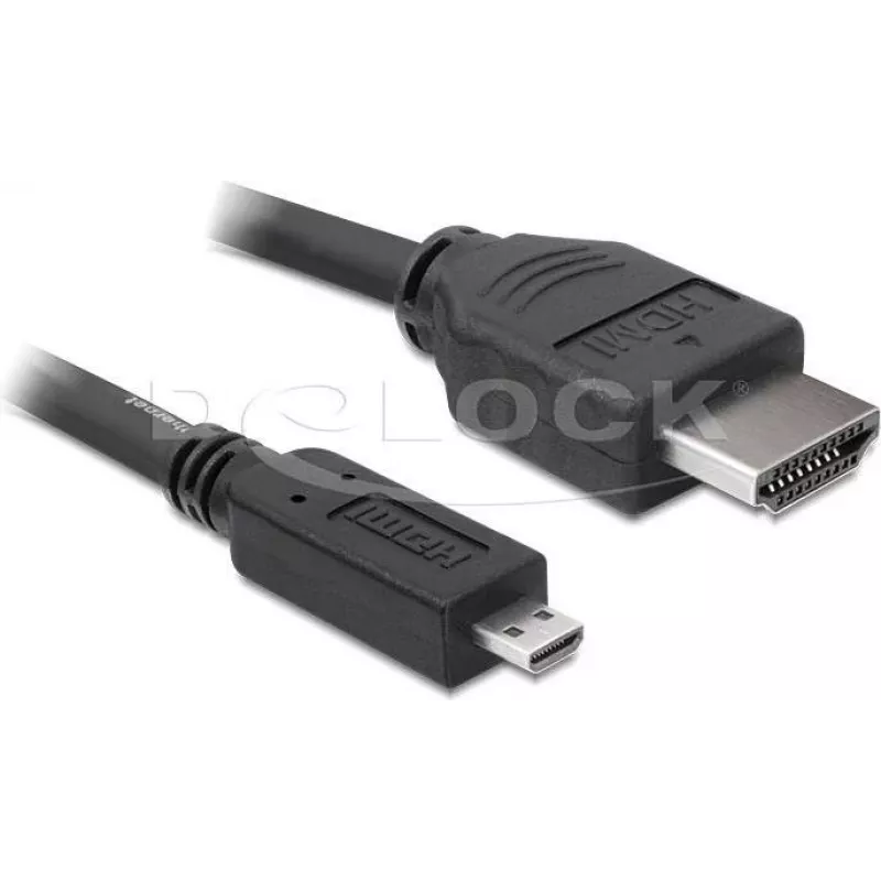 DeLOCK HDMI-naar-micro-HDMI-kabel 2 m, 32 AWG, High Speed met Ethernet, 4K 82664