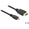 DeLOCK HDMI-naar-micro-HDMI-kabel 2 m, 32 AWG, High Speed met Ethernet, 4K 82664