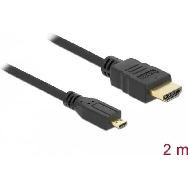 DeLOCK HDMI-naar-micro-HDMI-kabel 2 m, 32 AWG, High Speed met Ethernet, 4K 82664