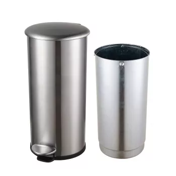 HELIT the zinc voetpedaal afvalemmer 12 L zilver RVS rond soft-close H2406500