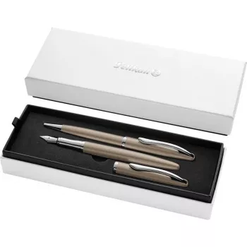 Pelikan Jazz Noble Elegance schrijfset – taupe balpen & rollerpen met geschenkdoos 400198412