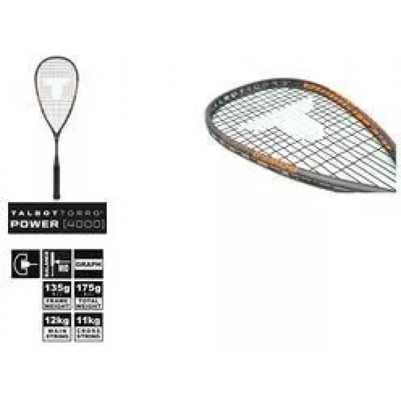 TALBOT TORRO Power 4000 squashracket, zwart/oranje, uitgebalanceerd offensief, Y-constructie 251004
