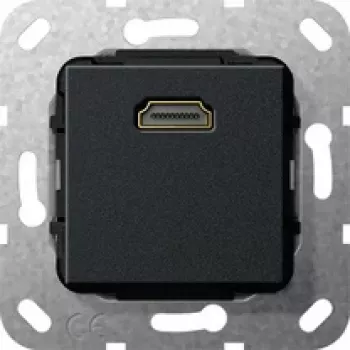 Gira System 55 HDMI-inzetmodule, 1-voudig, HDMI Type-A bus naar bus, zwart 566910