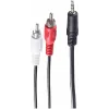 SHIVERPEAKS BASIC-S audiokabel, 2 x RCA-stekker naar 3,5 mm jackstekker, 2,5 m, stereo, zwart BS30832-2.5