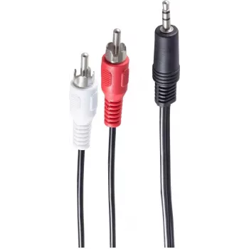 SHIVERPEAKS BASIC-S audiokabel, 2 x RCA-stekker naar 3,5 mm jackstekker, 2,5 m, stereo, zwart BS30832-2.5