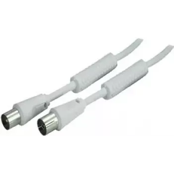SHIVERPEAKS 5,0 m IEC 169-2 coaxkabel, stekker naar bus, wit, vernikkeld BS80205-128