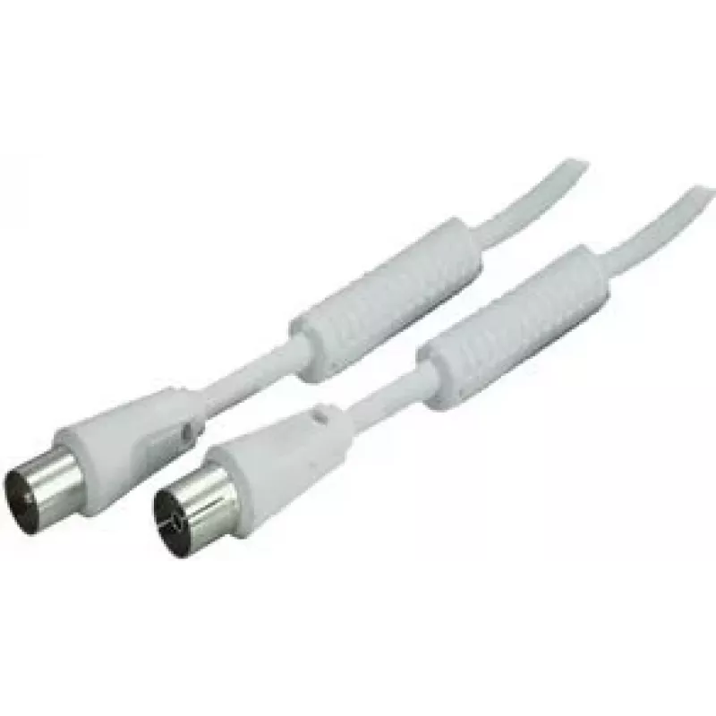 SHIVERPEAKS 5,0 m IEC 169-2 coaxkabel, stekker naar bus, wit, vernikkeld BS80205-128