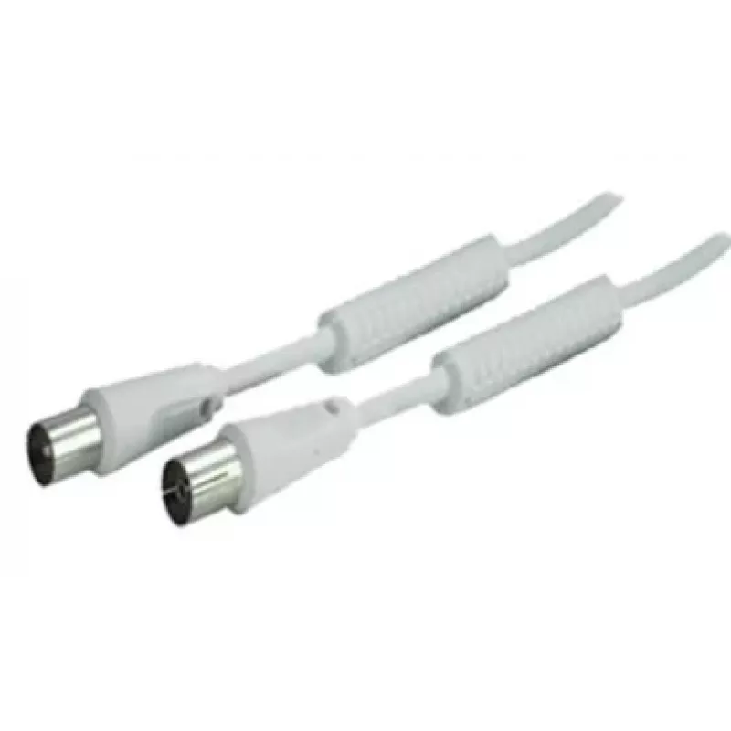 SHIVERPEAKS 5,0 m IEC 169-2 coaxkabel, stekker naar bus, wit, vernikkeld BS80205-128