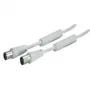 SHIVERPEAKS 10m IEC 169-2 coax antennekabel, stekker naar bus, vernikkeld, wit (BS80208-128)