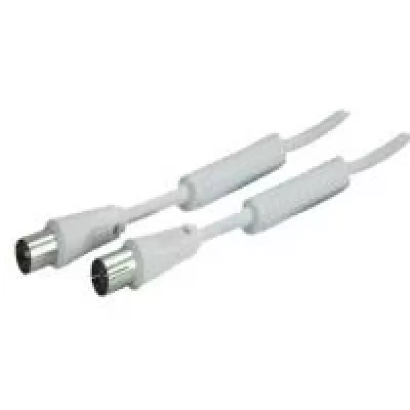 SHIVERPEAKS 10m IEC 169-2 coax antennekabel, stekker naar bus, vernikkeld, wit (BS80208-128)