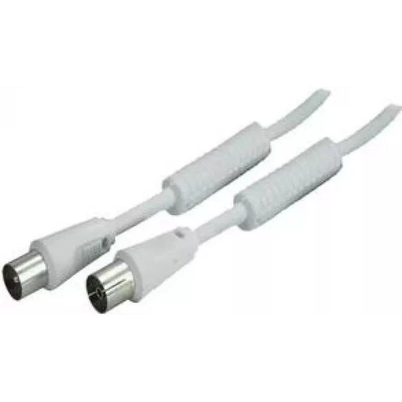 SHIVERPEAKS 10m IEC 169-2 coax antennekabel, stekker naar bus, vernikkeld, wit (BS80208-128)