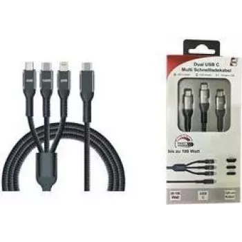 IWH USB-oplaadkabel USB-C, Micro-USB, Apple Lightning, 1,2 m, zwart 019057
