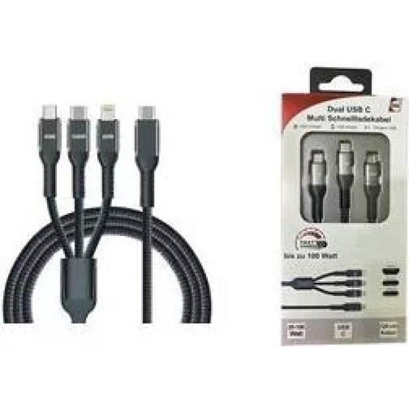 IWH USB-oplaadkabel USB-C, Micro-USB, Apple Lightning, 1,2 m, zwart 019057