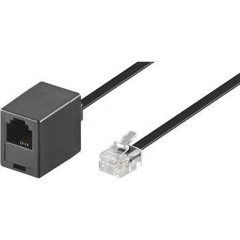 Wentronic Goobay modulaire verlengkabel, RJ11/RJ14 (6P4C) stekker naar RJ11 bus, 15 m, zwart 68258
