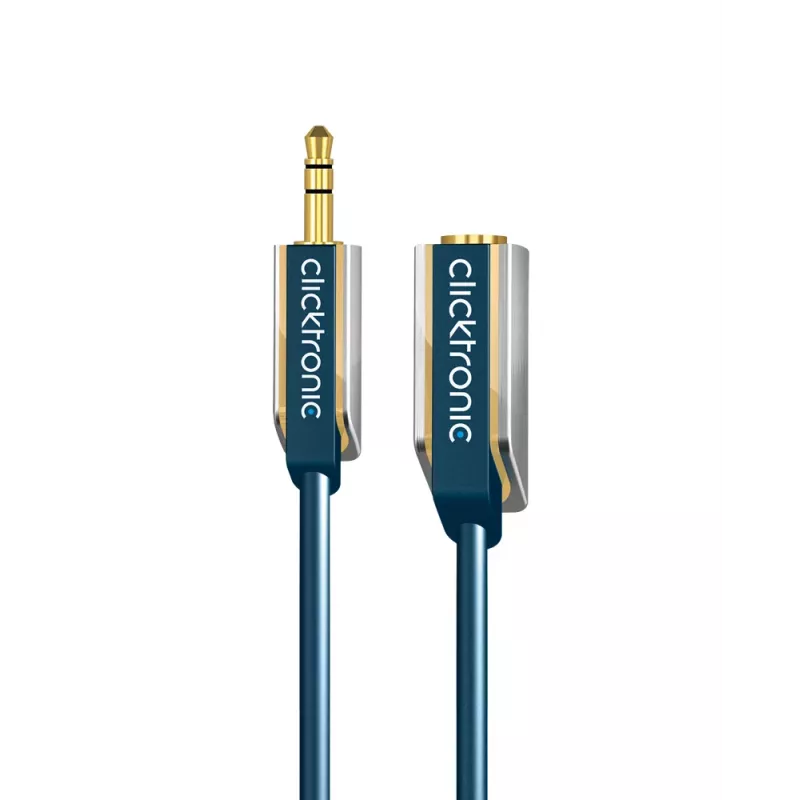 CLICKTRONIC MP3 audio-verlengkabel 3,5mm stereo jackstekker naar bus 1,5m zwart