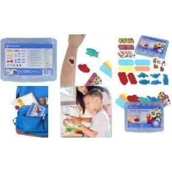 FIRST AID ONLY kindpleisters assortiment, 45 stuks hypoallergeen in kunststofdoos, 4 designs (P-10069 00)