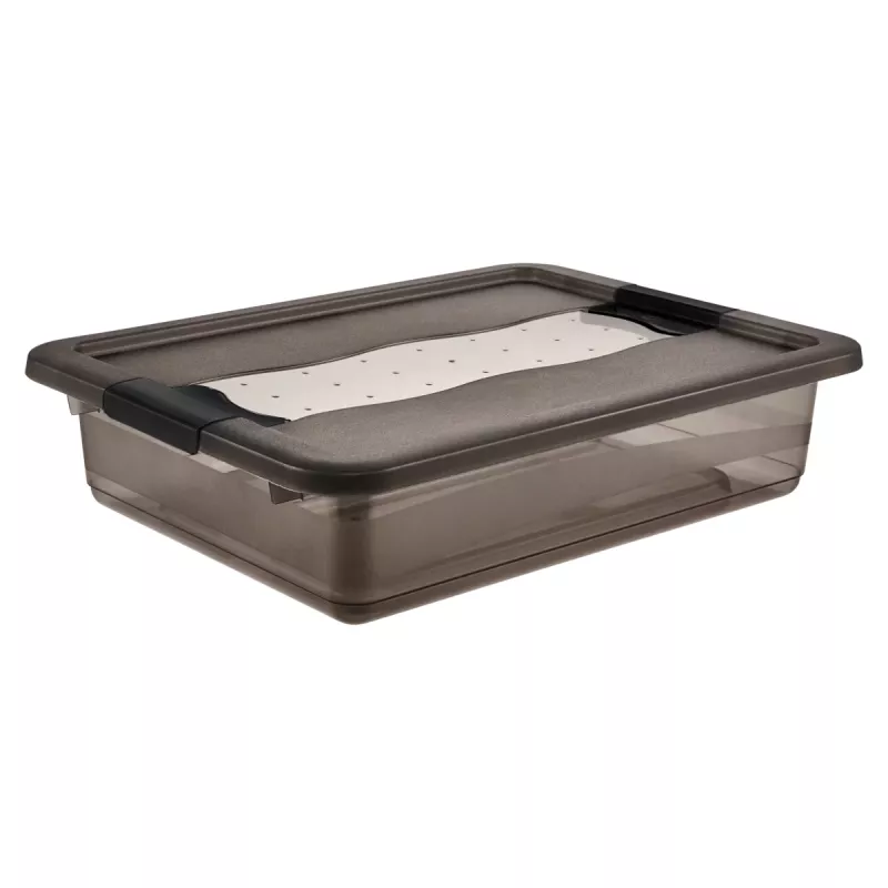 keeeper bewaarbox Cornelia, 7 liter, kristalgrijs transparant, met deksel en schuifsluiting 1094482700000