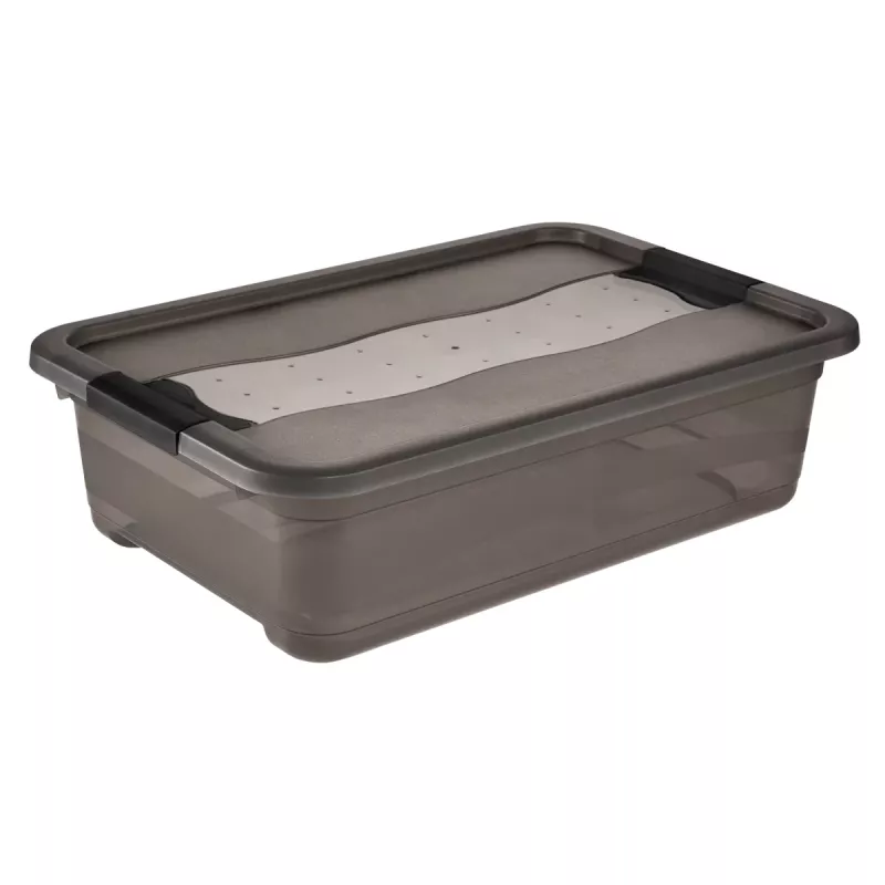 keeeper bewaarbox Cornelia, 28 liter, kristalgrijs transparant, met deksel, schuifsluiting 1042982700000
