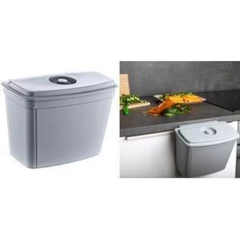 keeeper Milan 4L hangende keukenafvalemmer, Nordic Grey, met deksel, PP 1031213000000