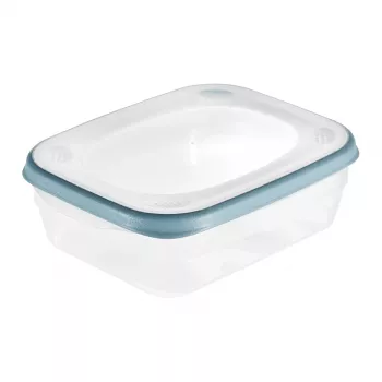 keeeper franco bewaarbak voor levensmiddelen, 1,2 L, rechthoekig, transparant met blauwe rand, PP/TPE, luchtdicht, lekvrij, vaatwasmachinebestendig, 1 stuk 1079368000000