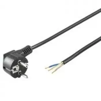Wentronic Goobay haakse Schuko-stroomkabel, open uiteinde, 3 m, zwart 96033