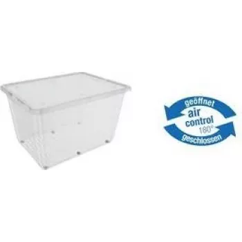 keeeper bert opbergbox met wielen, 136 L, Air-Control deksel, transparant/grijs 1056700100000
