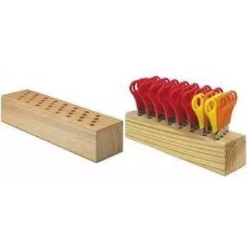 Westcott 112TidyC 00 houten scharenblok met 32 kinderscharen, 130 mm, afgeronde punten, 5 cm schaal