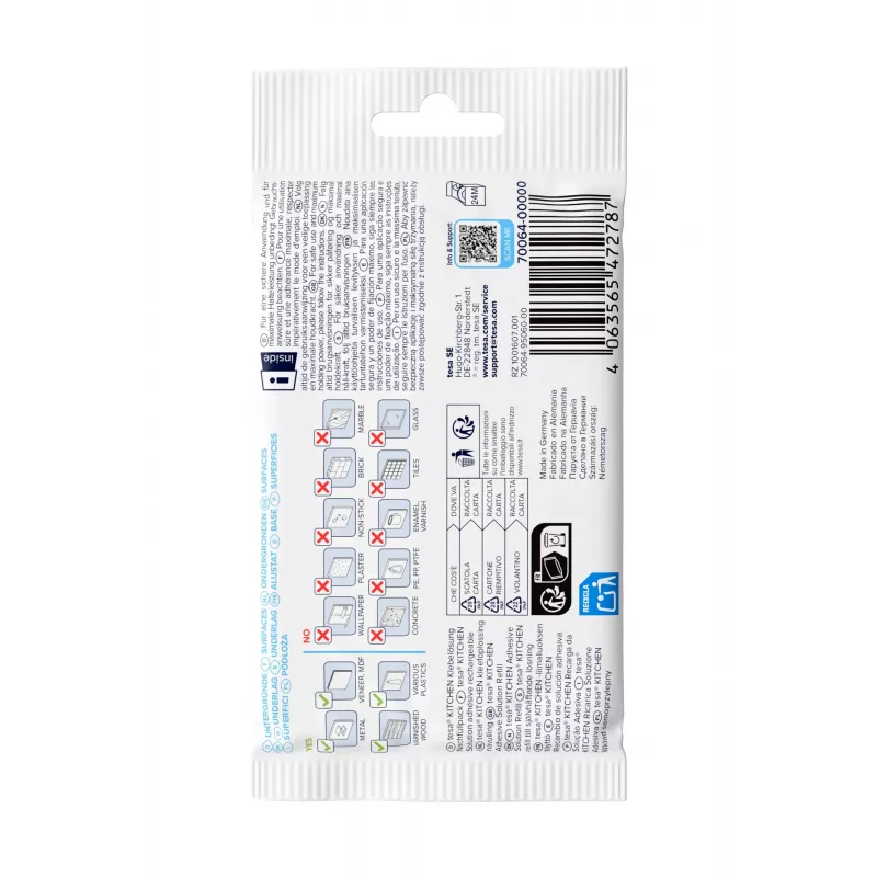 tesa KITCHEN Powerstrips navulset voor ladegeleiders – 15 kleefstrips, wit (70064-00000-00)