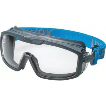 uvex i-guard+ Full Vision veiligheidsbril, helder glas, antraciet/blauw frame 9143267