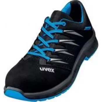 Uvex 69373 unisex veiligheidsschoenen S1 P SRC, microvelours, stalen tussenzool, composiet neusbescherming, zwart/blauw, maat 43 6937343