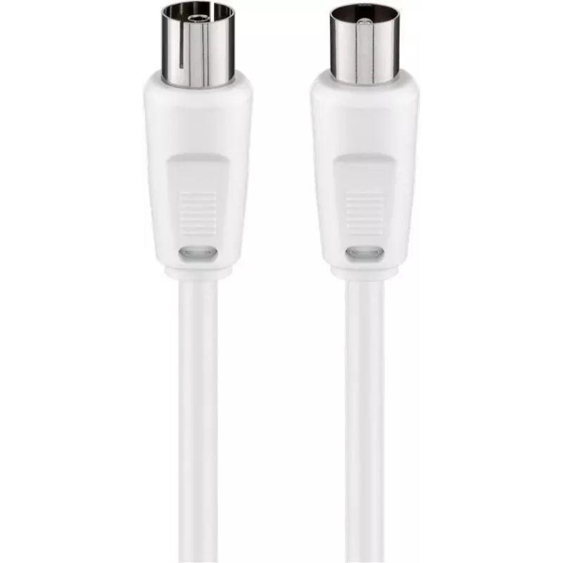Wentronic Goobay antennekabel, 100% afgeschermd, wit, 1,5 m - coaxiale stekker naar coaxiale bus (50717)