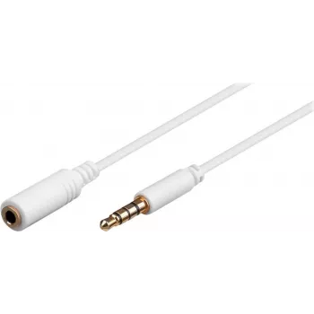 Wentronic Goobay 3,5 mm jack-verlengkabel, wit, 0,5 m, TRRS 4-pin, stekker naar bus 62359