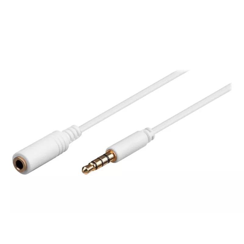 Wentronic Goobay 3,5 mm jack-verlengkabel, wit, 0,5 m, TRRS 4-pin, stekker naar bus 62359