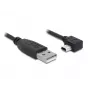 Delock USB 2.0-kabel USB-A stekker naar Mini USB-B 5-pin stekker haaks, 1m, zwart 82681