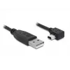 Delock USB 2.0-kabel USB-A stekker naar Mini USB-B 5-pin stekker haaks, 1m, zwart 82681