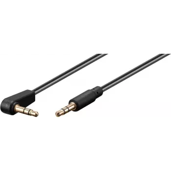 Wentronic Goobay 3,5 mm stereo-jackkabel, 1 m, zwart, recht naar 90° haaks, stekker naar stekker 67783