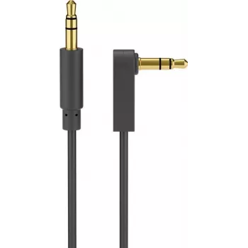 Wentronic Goobay 3,5 mm stereo-jackkabel, 1 m, zwart, recht naar 90° haaks, stekker naar stekker 67783