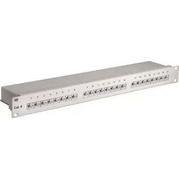 Wentronic Goobay CAT 6 24-poorts STP patchpaneel, 19 inch 1U, grijs 94036