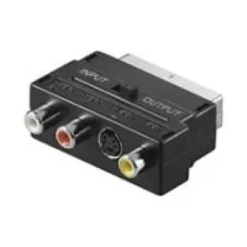 Wentronic AVK 196 SCART naar 3x RCA + S-Video adapter, stekker naar bus, zwart 50123
