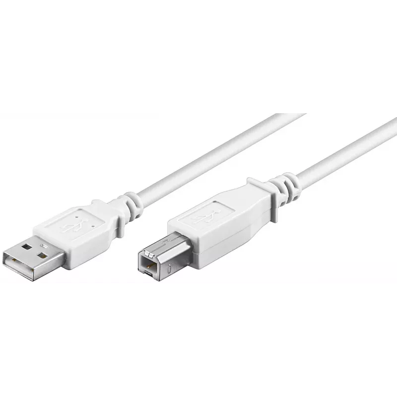 Wentronic 96186 USB 2.0 kabel, USB-A stekker naar USB-B stekker, 1,8 m, wit