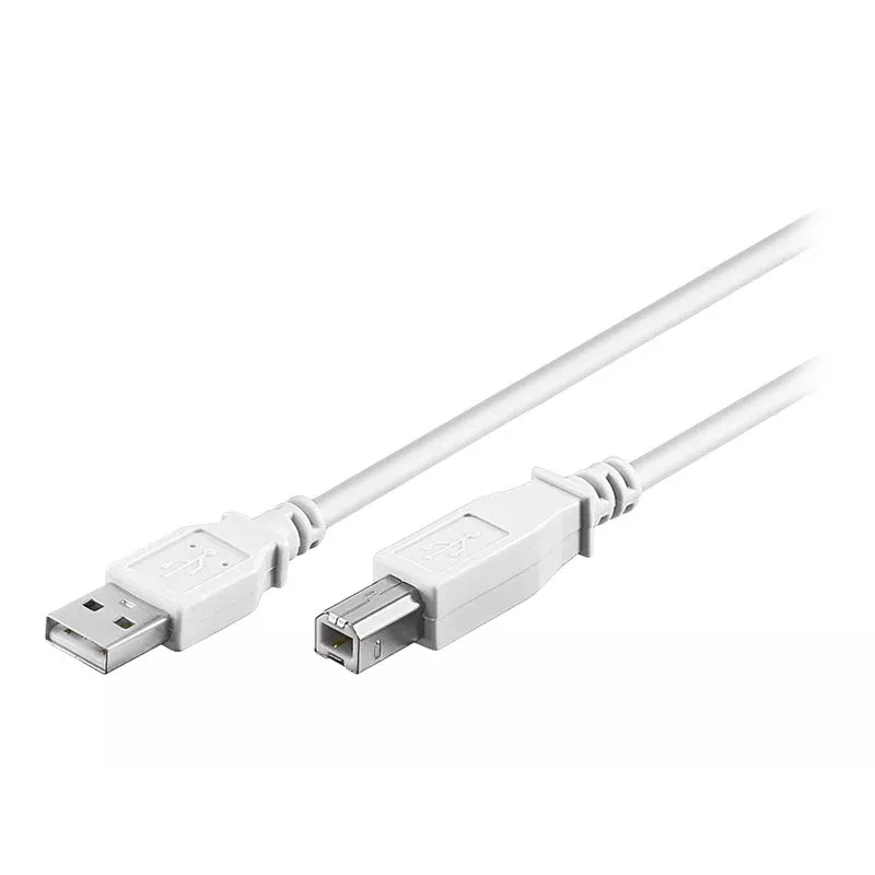 Wentronic 96186 USB 2.0 kabel, USB-A stekker naar USB-B stekker, 1,8 m, wit